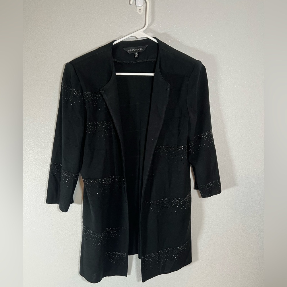 Ming Wang‎ black jeweled cardigan M